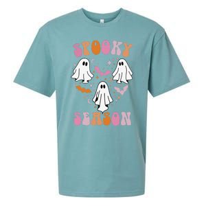 Happy Halloween Retro Groovy Spooky Season Sueded Cloud Jersey T-Shirt