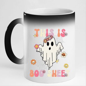 Happy Halloween Retro Groovy Spooky This Is Boo Sheet 11oz Black Color Changing Mug