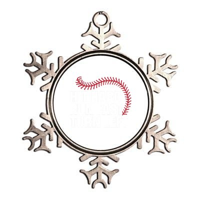 Hit Hard Run Fast Turn Left Funny Baseball Player And Fan Gift Metallic Star Ornament