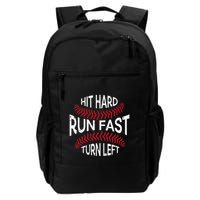 Hit Hard Run Fast Turn Left Funny Baseball Player Backpack