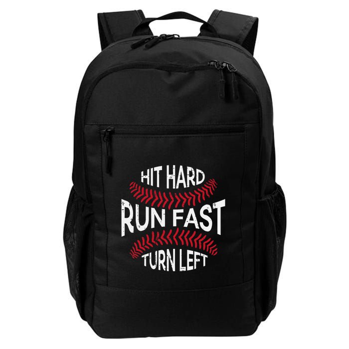 Hit Hard Run Fast Turn Left Funny Baseball Player Backpack