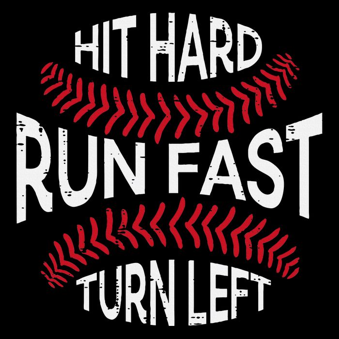 Hit Hard Run Fast Turn Left Funny Baseball Player Sustainable Bucket Hat