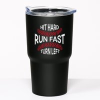Hit Hard Run Fast Turn Left Funny Baseball Player Tumbler