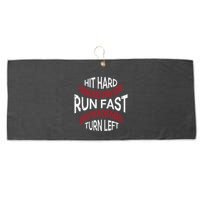 Hit Hard Run Fast Turn Left Funny Baseball Player Large Microfiber Waffle Golf Towel