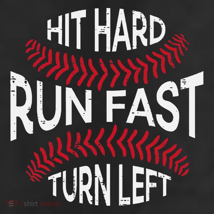 Hit Hard Run Fast Turn Left Funny Baseball Player Trucker Hat