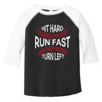 Hit Hard Run Fast Turn Left Funny Baseball Player Toddler Fine Jersey T-Shirt