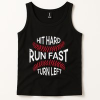 Hit Hard Run Fast Turn Left Funny Baseball Player Tank Top