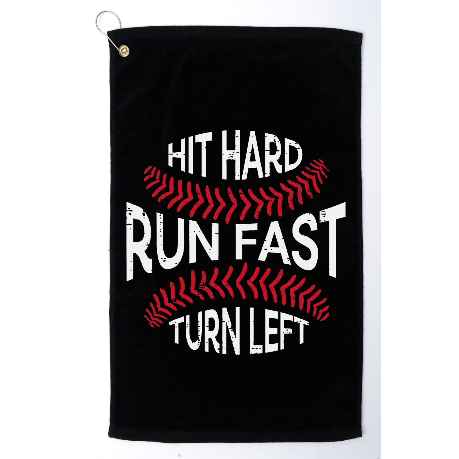 Hit Hard Run Fast Turn Left Funny Baseball Player Golf Towel