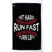 Hit Hard Run Fast Turn Left Funny Baseball Player Golf Towel