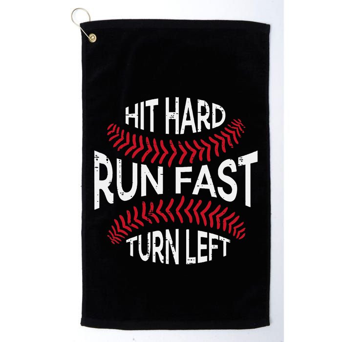 Hit Hard Run Fast Turn Left Funny Baseball Player Golf Towel