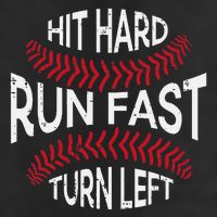Hit Hard Run Fast Turn Left Funny Baseball Player Golf Towel