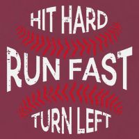 Hit Hard Run Fast Turn Left Funny Baseball Player 16oz Travel Tumbler