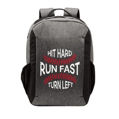 Hit Hard Run Fast Turn Left Funny Baseball Player Vector Backpack