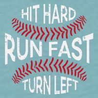 Hit Hard Run Fast Turn Left Funny Baseball Player Sueded Cloud Jersey T-Shirt