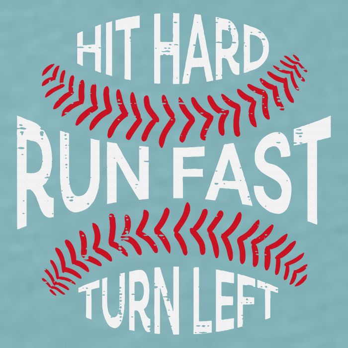 Hit Hard Run Fast Turn Left Funny Baseball Player Sueded Cloud Jersey T-Shirt