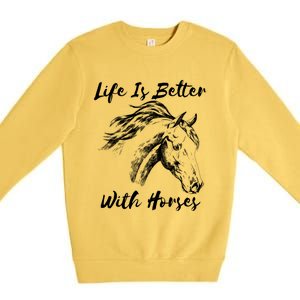 Horses Horseback Riding Clothes Funny Teenager Mom Cute Gift Premium Crewneck Sweatshirt