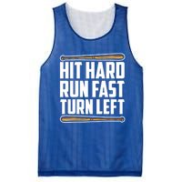 Hit Hard Run Fast Turn Left Gift Funny Baseball Player Gift Mesh Reversible Basketball Jersey Tank