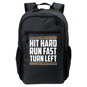 Hit Hard Run Fast Turn Left Gift Funny Baseball Player Gift Daily Commute Backpack