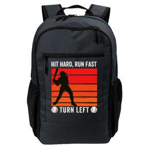 Hit Hard Run Fast Turn Left Funny Baseball Player Fan With S Great Gift Daily Commute Backpack