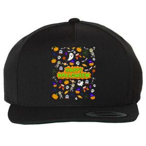 Happy Halloween Retro Scary Cute Spooky Gift Wool Snapback Cap