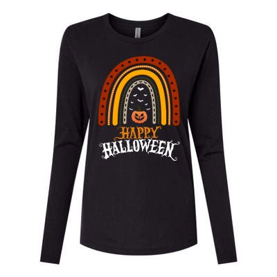 Happy Halloween Rainbow Pumpkin Womens Cotton Relaxed Long Sleeve T-Shirt