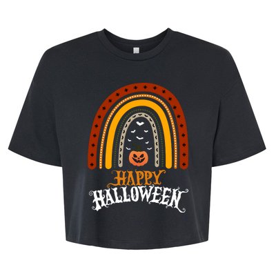 Happy Halloween Rainbow Pumpkin Bella+Canvas Jersey Crop Tee