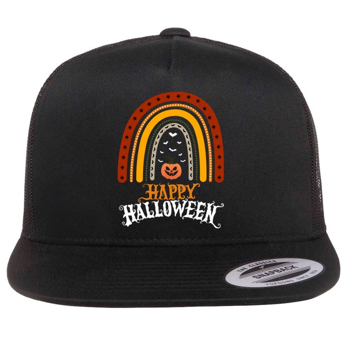 Happy Halloween Rainbow Pumpkin Flatbill Hat