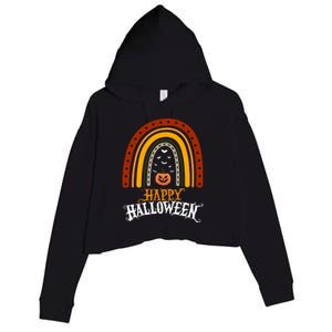 Happy Halloween Rainbow Pumpkin Crop Fleece Hoodie