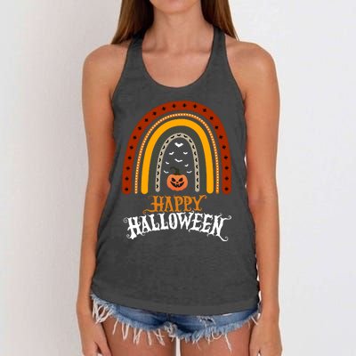 Happy Halloween Rainbow Pumpkin Women's Knotted Racerback Tank