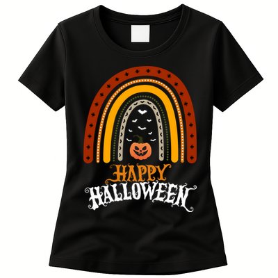 Happy Halloween Rainbow Pumpkin Womens T-Shirt