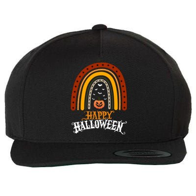 Happy Halloween Rainbow Pumpkin Wool Snapback Cap