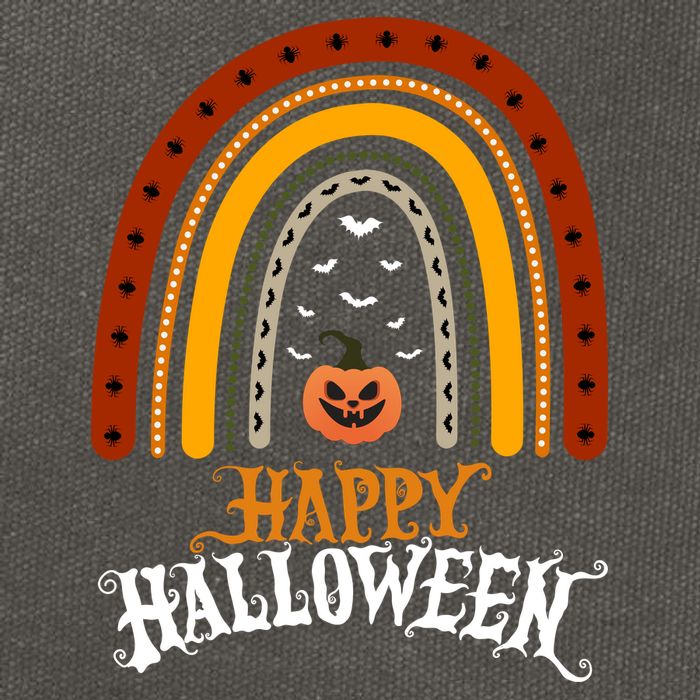 Happy Halloween Rainbow Pumpkin Cotton Canvas Backpack
