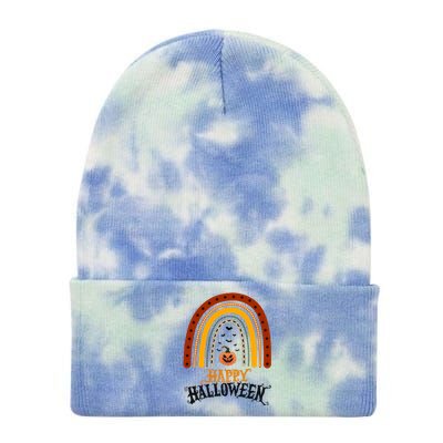 Happy Halloween Rainbow Pumpkin Tie Dye 12in Knit Beanie