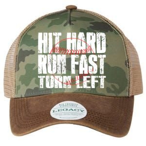 Hit Hard Run Fast Turn Left Funny Baseball Player Gift Funny Gift Legacy Tie Dye Trucker Hat