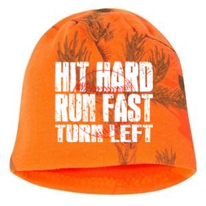 Hit Hard Run Fast Turn Left Funny Baseball Player Gift Funny Gift Kati - Camo Knit Beanie