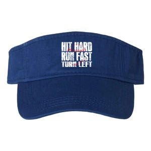 Hit Hard Run Fast Turn Left Funny Baseball Player Gift Funny Gift Valucap Bio-Washed Visor