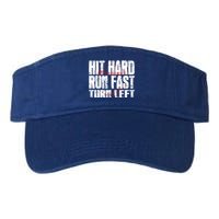 Hit Hard Run Fast Turn Left Funny Baseball Player Gift Funny Gift Valucap Bio-Washed Visor