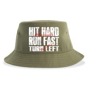 Hit Hard Run Fast Turn Left Funny Baseball Player Gift Funny Gift Sustainable Bucket Hat