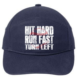 Hit Hard Run Fast Turn Left Funny Baseball Player Gift Funny Gift 7-Panel Snapback Hat