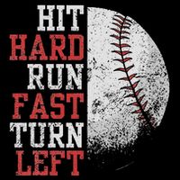 Hit Hard Run Fast Turn Left Funny Baseball Player Fan Funny Drawstring Bag