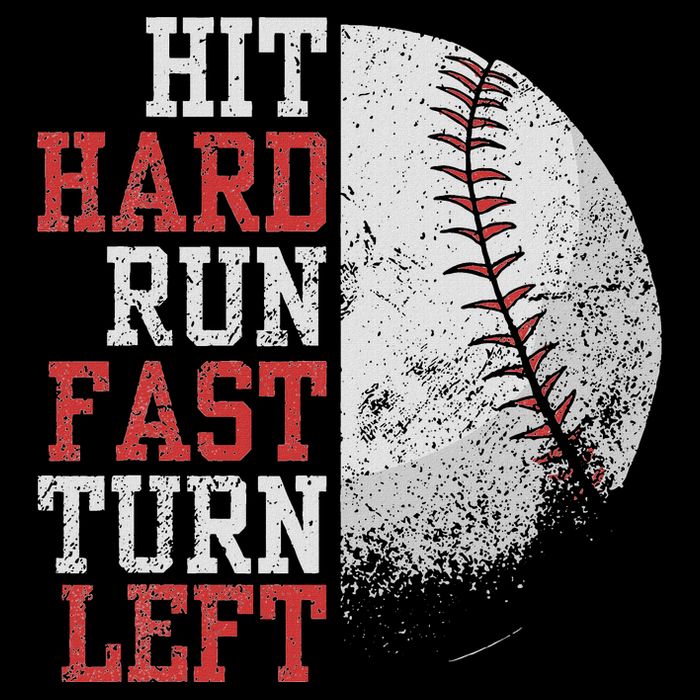 Hit Hard Run Fast Turn Left Funny Baseball Player Fan Funny Drawstring Bag