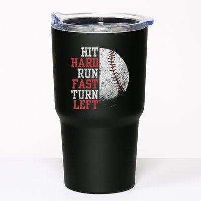 Hit Hard Run Fast Turn Left Funny Baseball Player Fan Funny Tumbler