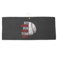 Hit Hard Run Fast Turn Left Funny Baseball Player Fan Funny Large Microfiber Waffle Golf Towel