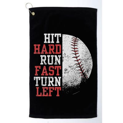 Hit Hard Run Fast Turn Left Funny Baseball Player Fan Funny Golf Towel