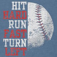 Hit Hard Run Fast Turn Left Funny Baseball Player Fan Funny Garment-Dyed Sweatshirt