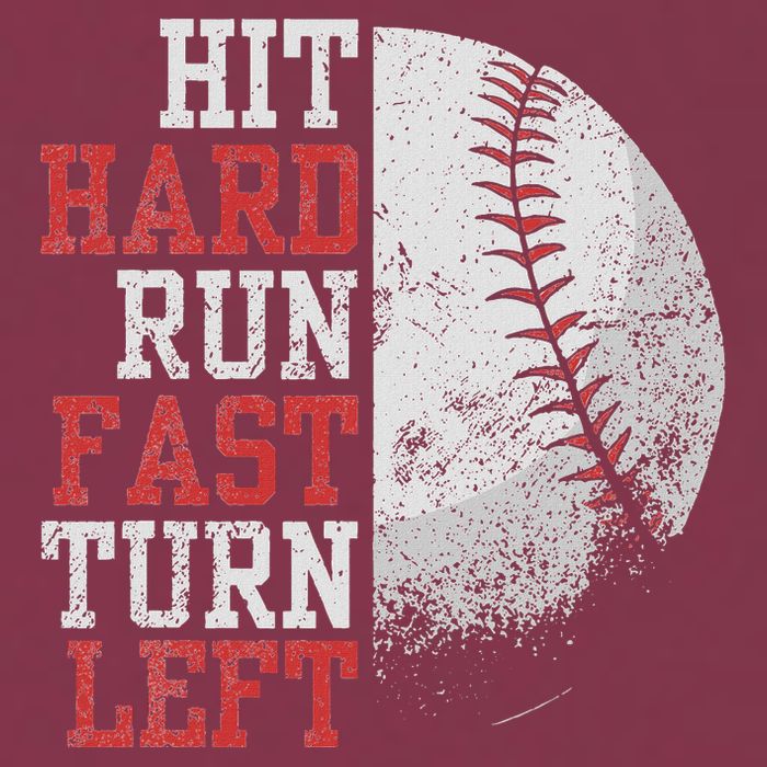 Hit Hard Run Fast Turn Left Funny Baseball Player Fan Funny 16oz Travel Tumbler