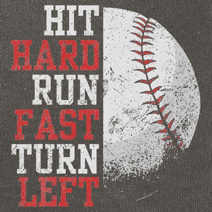 Hit Hard Run Fast Turn Left Funny Baseball Player Fan Funny Cotton Canvas Backpack