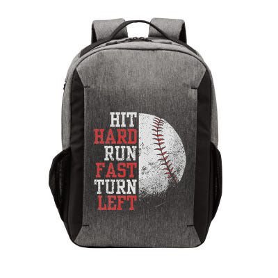 Hit Hard Run Fast Turn Left Funny Baseball Player Fan Funny Vector Backpack