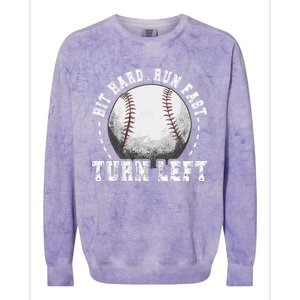 Hit Hard Run Fast Turn Left Baseball Player Colorblast Crewneck Sweatshirt