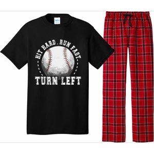 Hit Hard Run Fast Turn Left Baseball Player Pajama Set